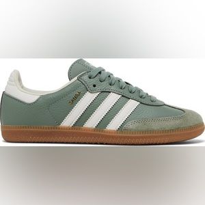 NIB Adidas Sambas Silver Green Gum Sole